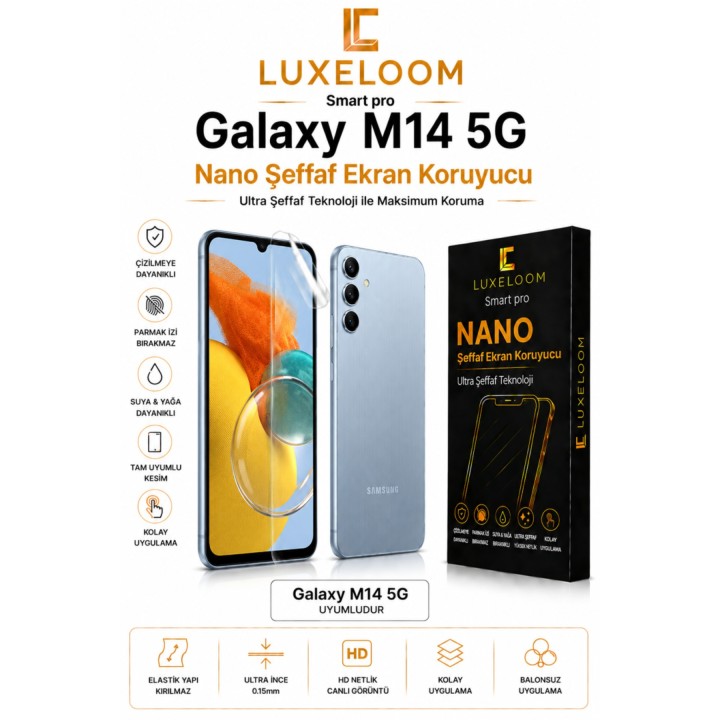 Samsung Galaxy M14 5G Nano Şeffaf Ekran Koruyucu Film