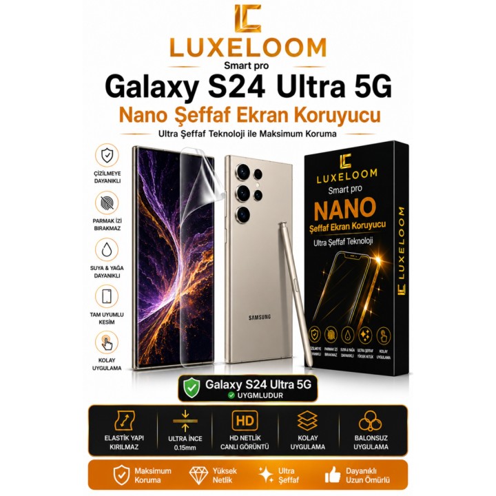Samsung Galaxy S24 Ultra 5G Smart Pro Nano Şeffaf Ekran Koruyucu (0.15