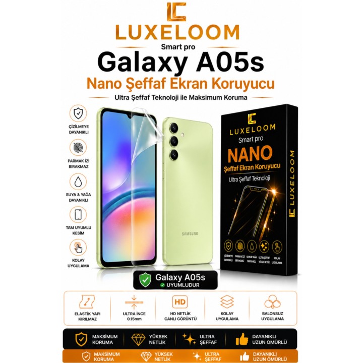 Samsung Galaxy A05s Uyumlu Smart Pro Nano Şeffaf Ekran Koruyucu (0.15m