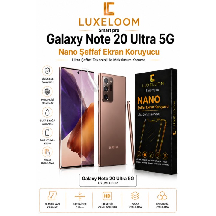 Samsung Galaxy Note 20 Ultra 5G Smart Pro Nano Şeffaf Ekran Koruyucu