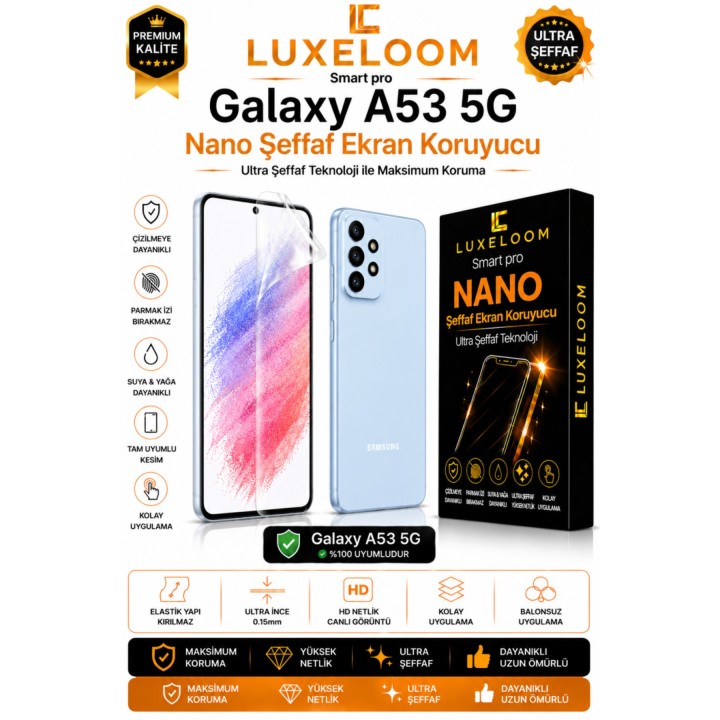 Samsung Galaxy A53 5G Smart Pro Nano Şeffaf Ekran Koruyucu (0.15mm Kır