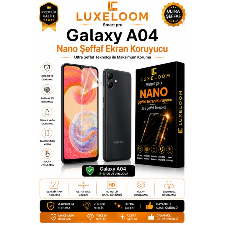 Samsung Galaxy A04 Smart Pro Nano Şeffaf Ekran Koruyucu