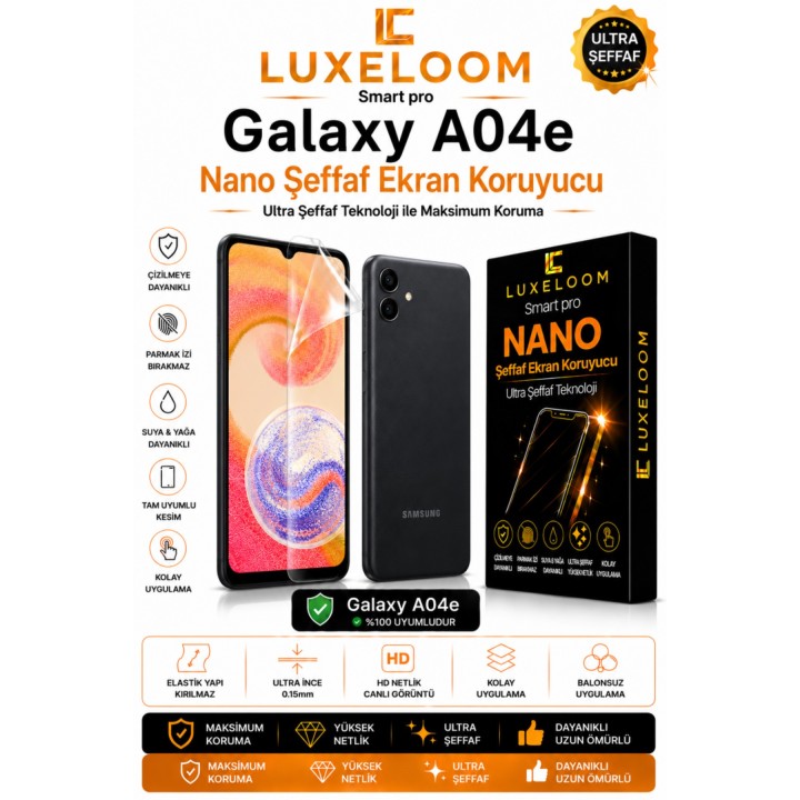 Samsung Galaxy A04e Smart Pro Nano Şeffaf Ekran Koruyucu