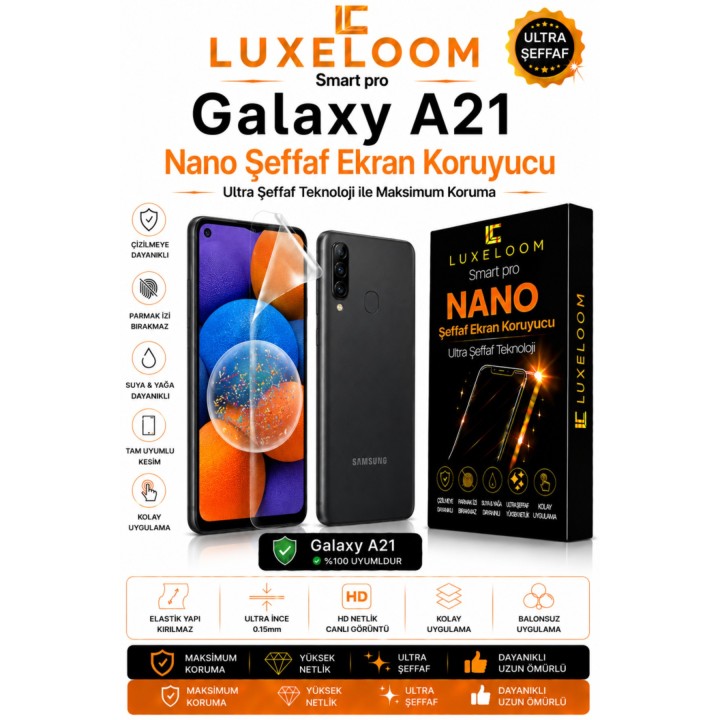 Smart pro Samsung Galaxy A21 Nano Şeffaf Ekran Koruyucu