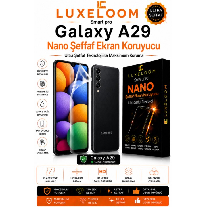 Smart Pro Samsung Galaxy A29 Nano Ultra Şeffaf Ekran Koruyucu