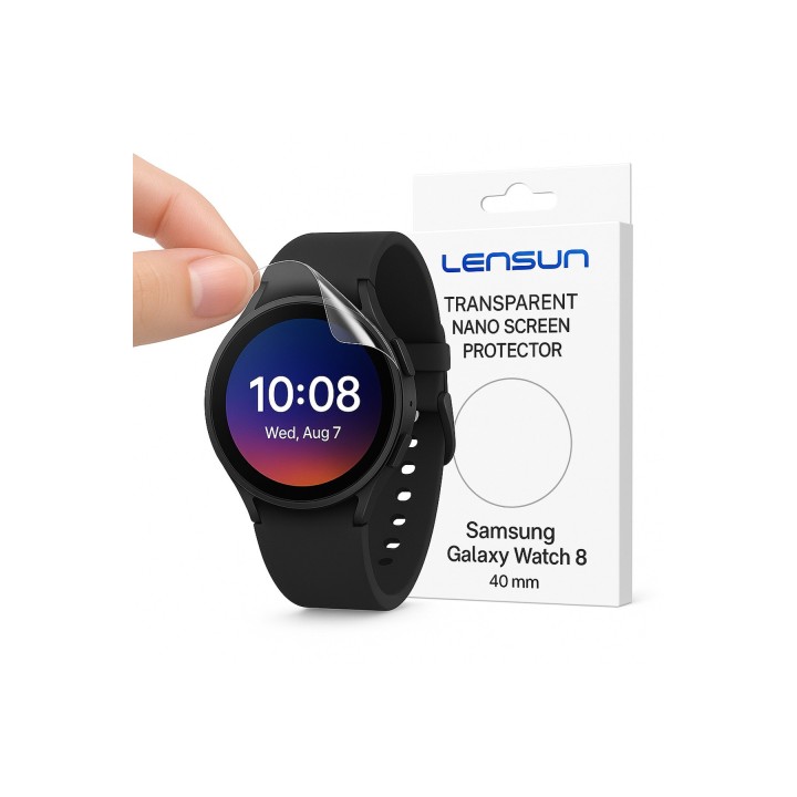 Lensun Şeffaf Nano Ekran Koruma – Samsung Galaxy Watch 8 (40mm) 8 Adet