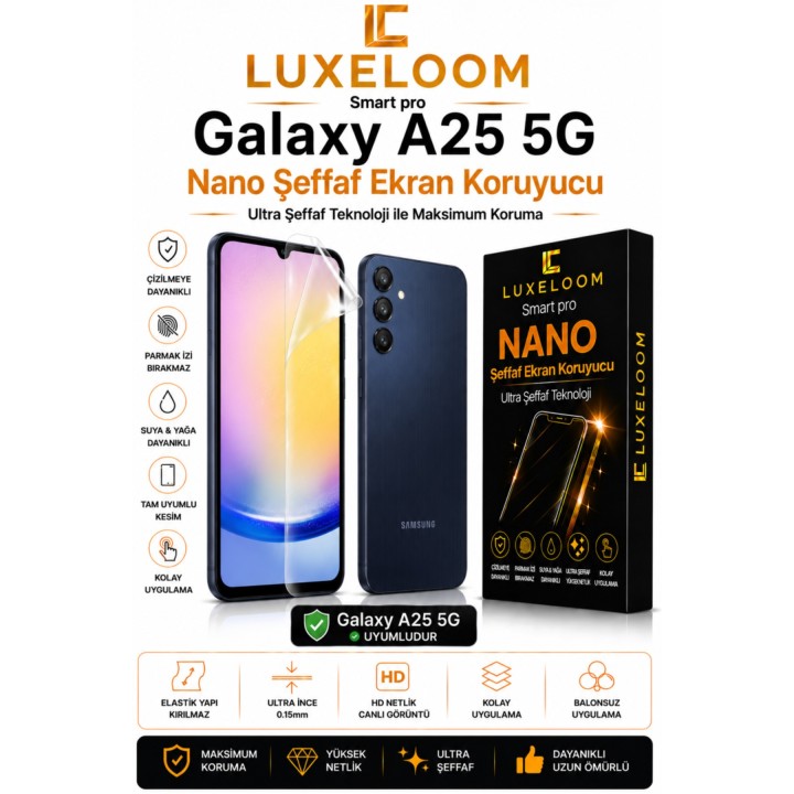 Samsung Galaxy A25 5G Smart Pro Nano Şeffaf Ekran Koruyucu