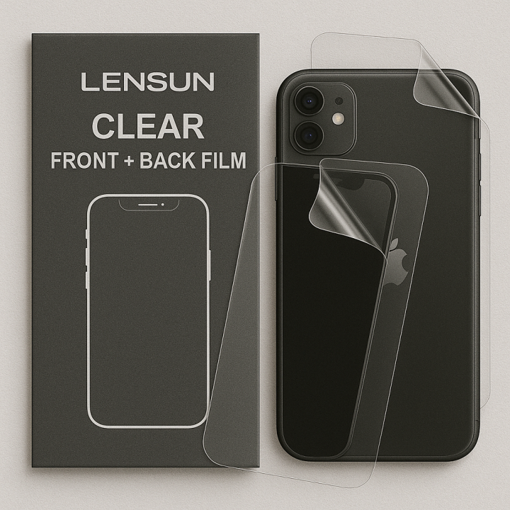 Lensun Şeffaf Ön Ve Arka Kaplama Apple Uyumlu iPhone 11 2 Si 1 Arada
