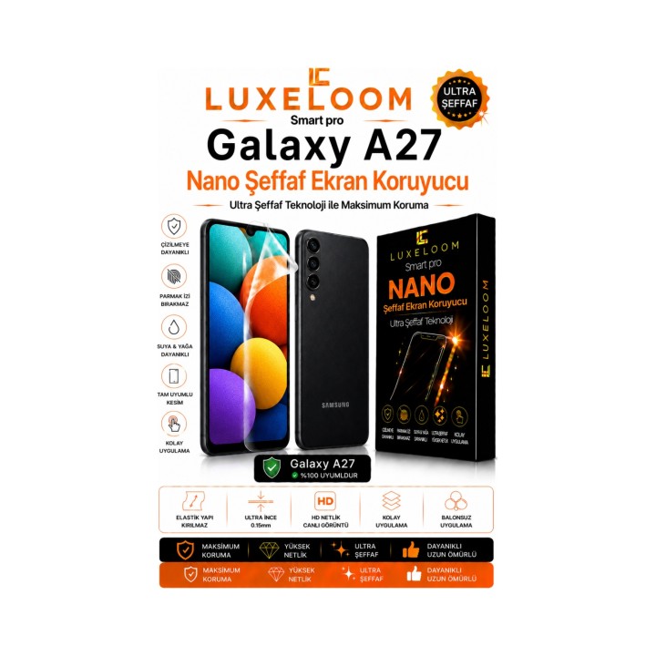 Smart Pro Galaxy A27 Nano Şeffaf Ekran Koruyucu