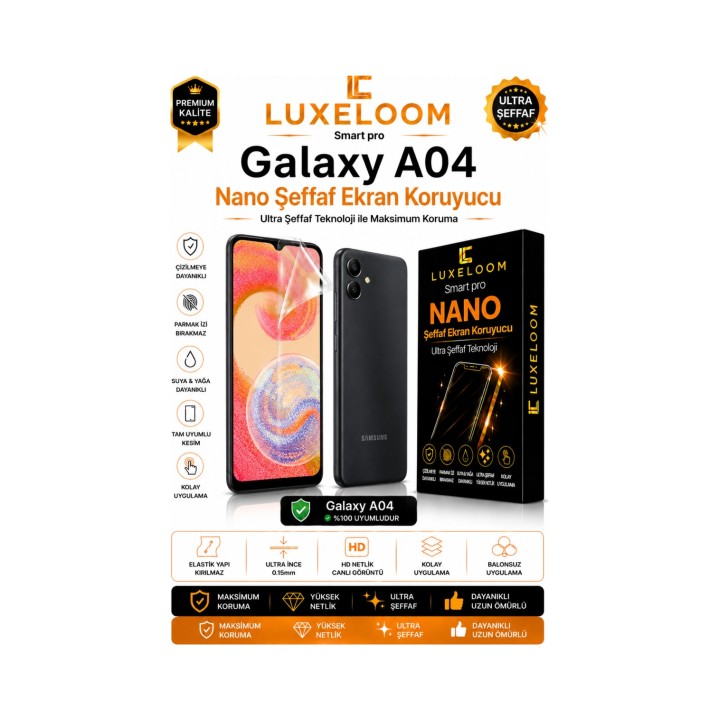 Samsung Galaxy A04 Smart Pro Nano Şeffaf Ekran Koruyucu