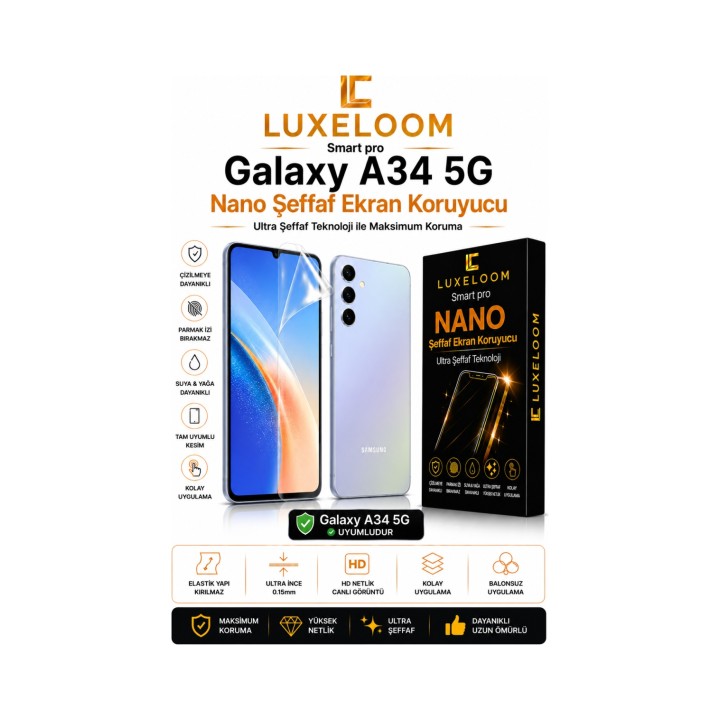 Samsung Galaxy A34 5G Smart Pro Nano Şeffaf Ekran Koruyucu (0.15mm Ult