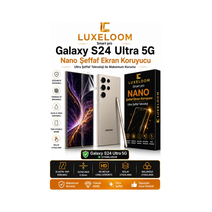 Samsung Galaxy S24 Ultra 5G Smart Pro Nano Şeffaf Ekran Koruyucu (0.15
