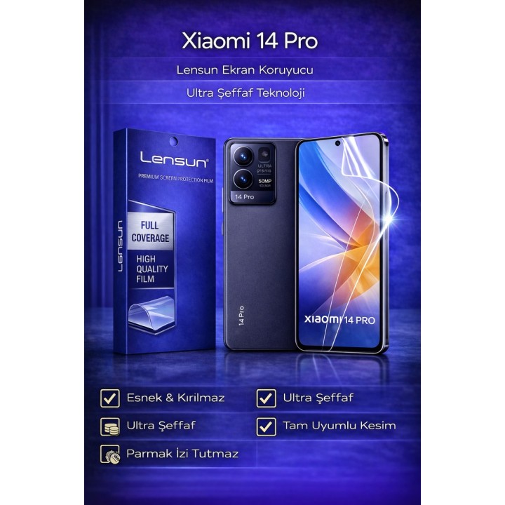 Xiaomi 14 Pro Lensun Ultra Şeffaf Ekran Koruyucu Film