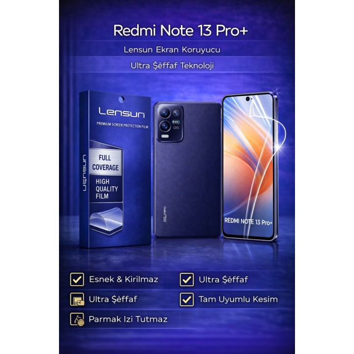 Lensun Redmi Note 13 Pro+ Ultra Şeffaf Ekran Koruyucu Film
