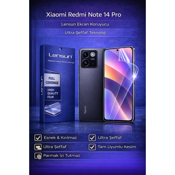 Lensun Xiaomi Redmi Note 14 Pro Ultra Şeffaf Esnek Ekran Koruyucu Film