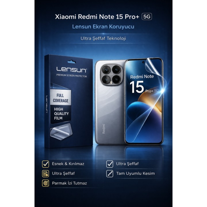 Lensun Xiaomi Redmi Note 15 Pro+ 5g Esnek Ultra Şeffaf Ekran Koruyucu