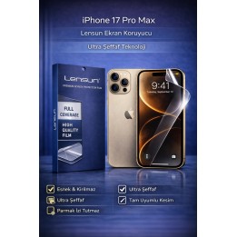 Lensun Apple iPhone Uyumlu  17 Pro Max Ultra Şeffaf Esnek Ekran Koruyucu