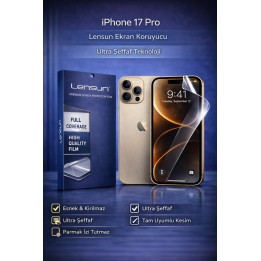 Lensun Apple iPhone Uyumlu  17 Pro Ultra Şeffaf Esnek Ekran Koruyucu F