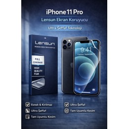 Lensun Apple iPhone Uyumlu  11 Pro Ultra Şeffaf Ekran Koruyucu Film | 