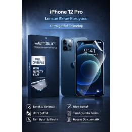 Lensun Apple iPhone Uyumlu  12 Pro Ultra Şeffaf Ekran Koruyucu Film | 