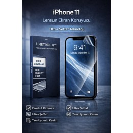 Lensun Apple iPhone Uyumlu  11 Ultra Şeffaf Ekran Koruyucu Film | Kali