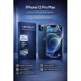 Lensun Apple iPhone Uyumlu  12 Pro Max Ultra Şeffaf Ekran Koruyucu Fil