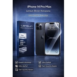 Lensun Apple iPhone Uyumlu  14 Pro Max Ultra Şeffaf Esnek Ekran Koruyu