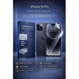 Lensun Apple iPhone Uyumlu  15 Pro Ultra Şeffaf Ekran Koruyucu Film | 