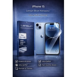 Lensun Apple iPhone Uyumlu  15 Ultra Şeffaf Esnek Ekran Koruyucu Film 