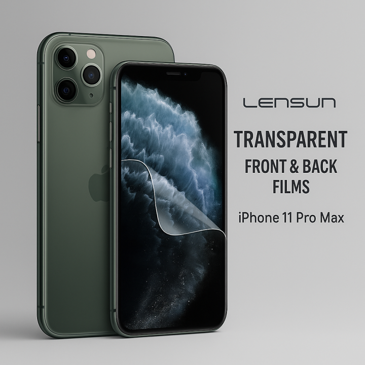 Apple Uyumlu   iPhone 11 Pro Max Lensun Şeffaf Ön + Arka Kaplama 2 Si 1 Arada