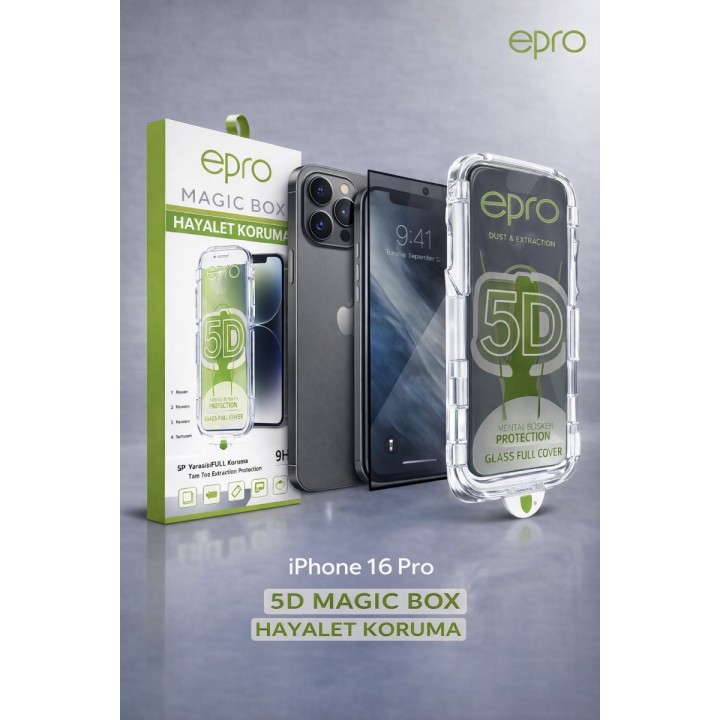 Epro Apple iPhone Uyumlu  16 Pro 5d Magic Box Hayalet Korumalı Ekran K