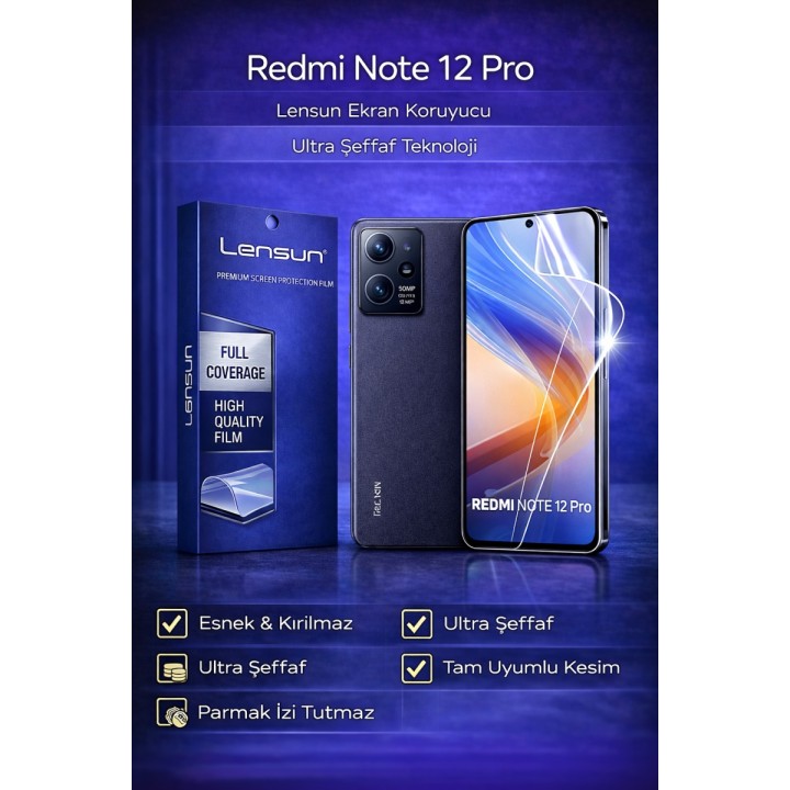Lensun Redmi Note 12 Pro Ultra Şeffaf Ekran Koruyucu Film