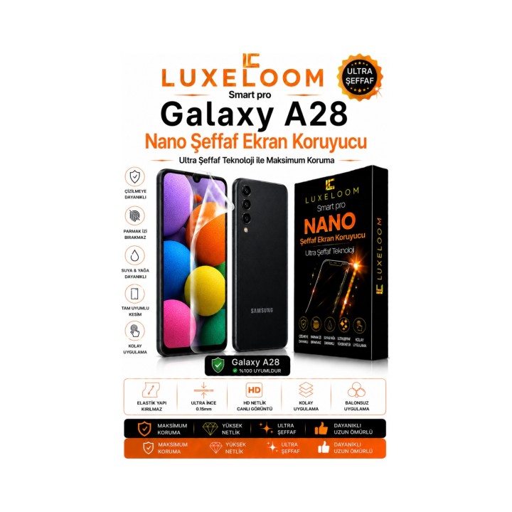 Smart Pro Galaxy A28 Nano Şeffaf Ekran Koruyucu