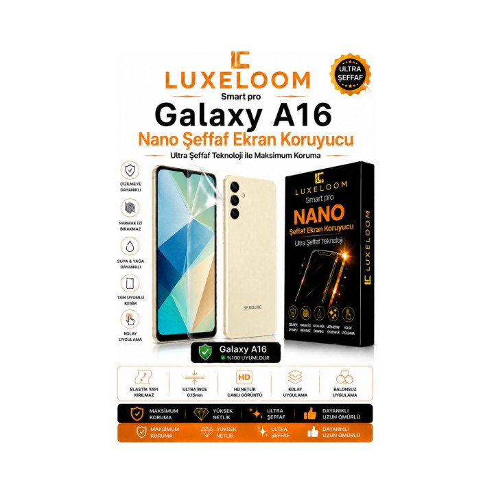 Smart Pro Samsung Galaxy A16 Nano Şeffaf Ekran Koruyucu (0.15mm)