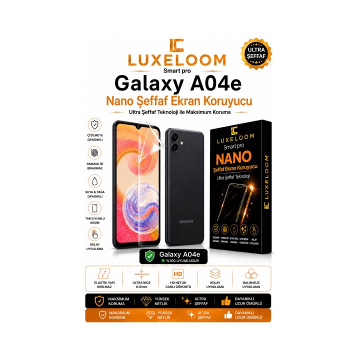 Samsung Galaxy A04e Smart Pro Nano Şeffaf Ekran Koruyucu