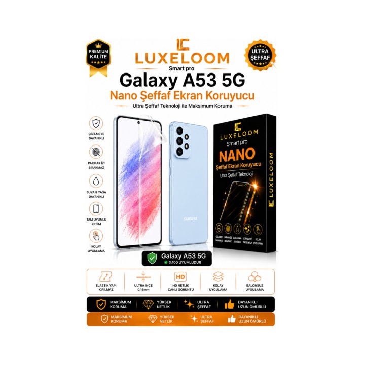 Samsung Galaxy A53 5G Smart Pro Nano Şeffaf Ekran Koruyucu (0.15mm Kır