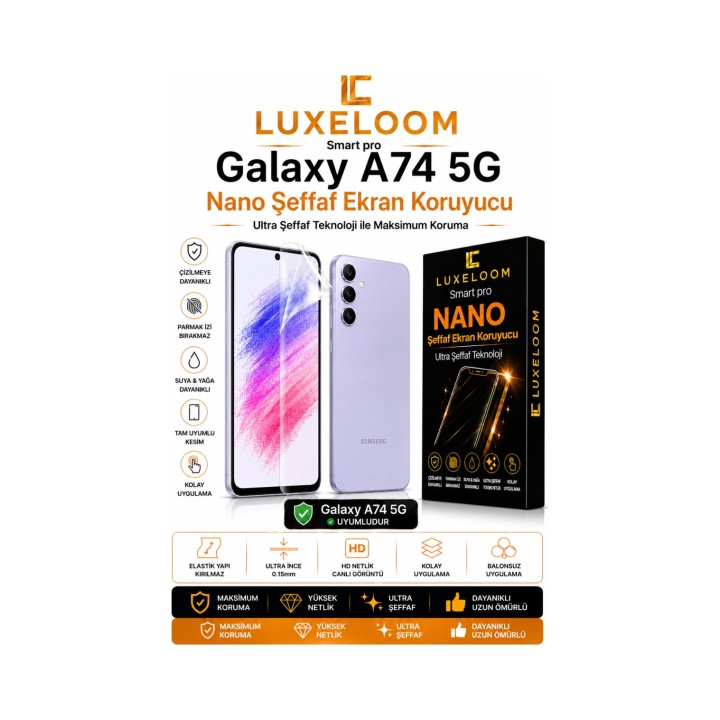 Samsung Galaxy A74 5G Smart Pro Nano Şeffaf Ekran Koruyucu
