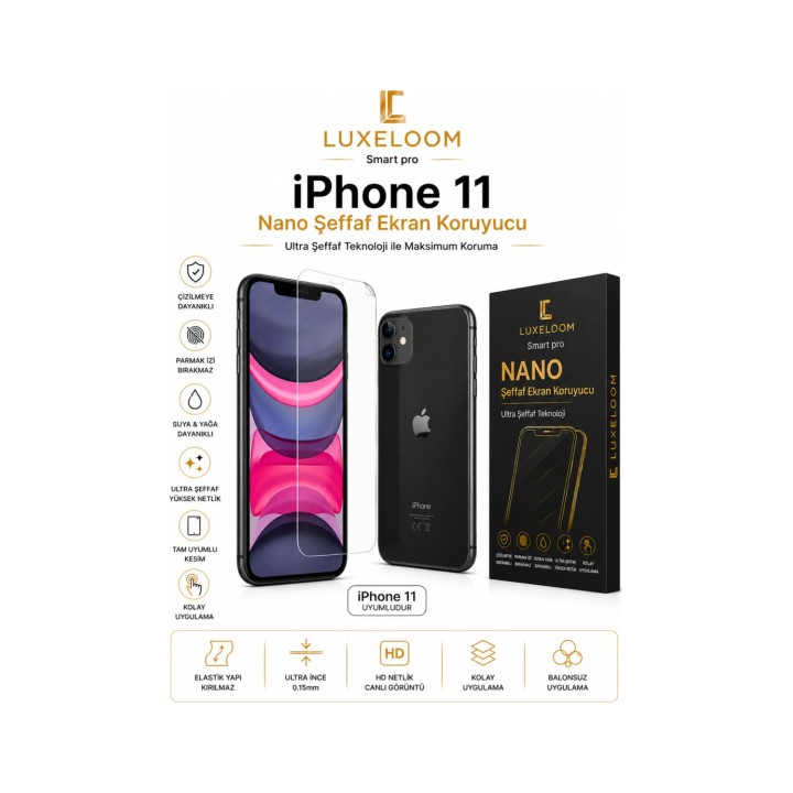 iPhone 11 Nano Şeffaf Ekran Koruyucu