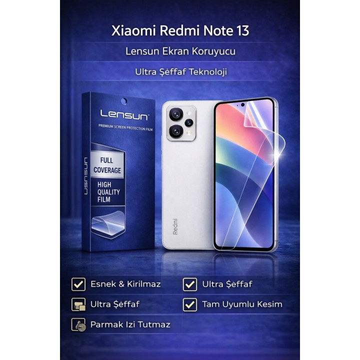 Xiaomi Redmi Note 13 Lensun Ultra Şeffaf Esnek Ekran Koruyucu