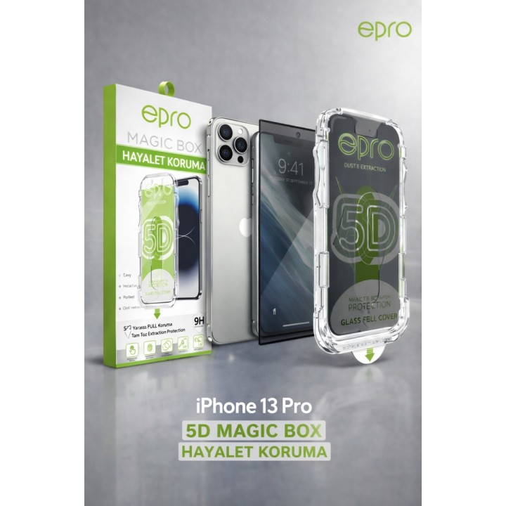 Apple iPhone Uyumlu  13 Pro 5d Magic Box Hayalet Koruma Ekran Camı