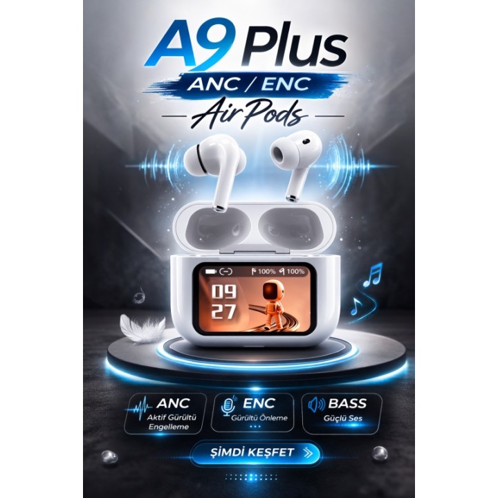 A9 Plus ANC/ENC Ekranlı Kablosuz Kulaklık - Yüksek Ses Kalitesi