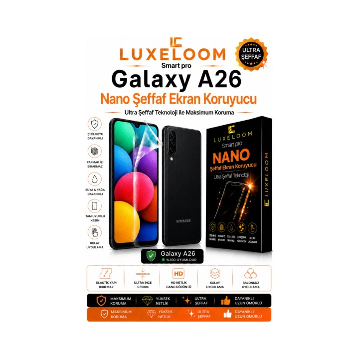 Smart Pro Samsung Galaxy A26 Nano Şeffaf Ekran Koruyucu