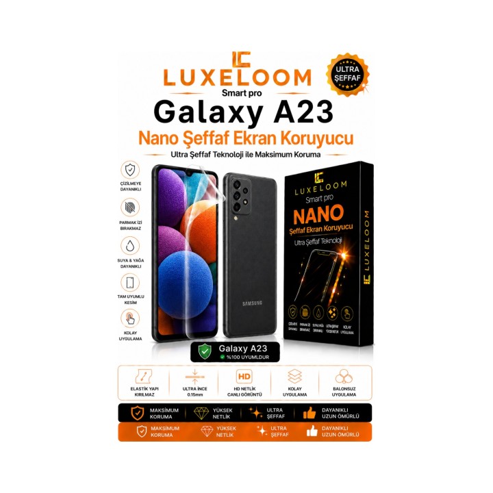 Galaxy A23 Nano Şeffaf Ekran Koruyucu