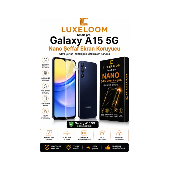 Samsung Galaxy A15 5G Smart Pro Nano Şeffaf Ekran Koruyucu (0.15mm Ult