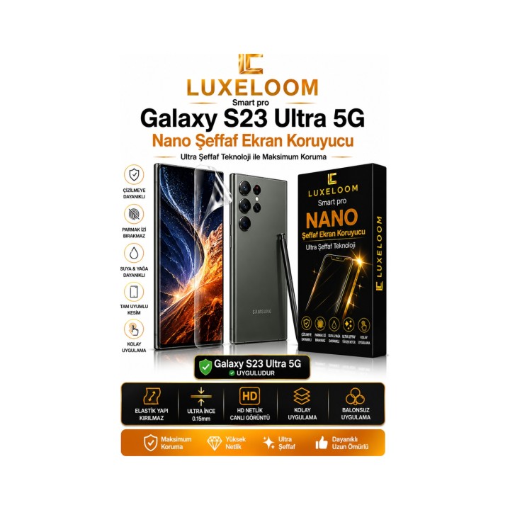 Smart Pro Galaxy S23 Ultra 5G Nano Şeffaf Ekran Koruyucu