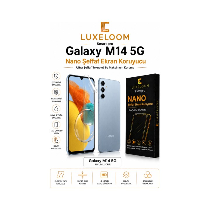 Samsung Galaxy M14 5G Nano Şeffaf Ekran Koruyucu Film