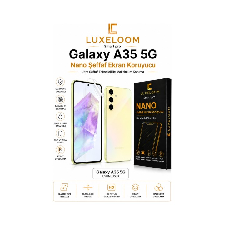 LUXELLOOM Galaxy A35 5G Uyumlu Nano Şeffaf Ekran Koruyucu