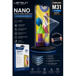 Lensun Nano Şeffaf Ekran Koruyucu Samsung M31 Uyumlu