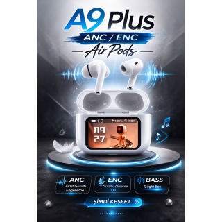 A9 Plus ANC/ENC Kablosuz Kulaklık | Ekranlı Kutu | Güçlü Bas