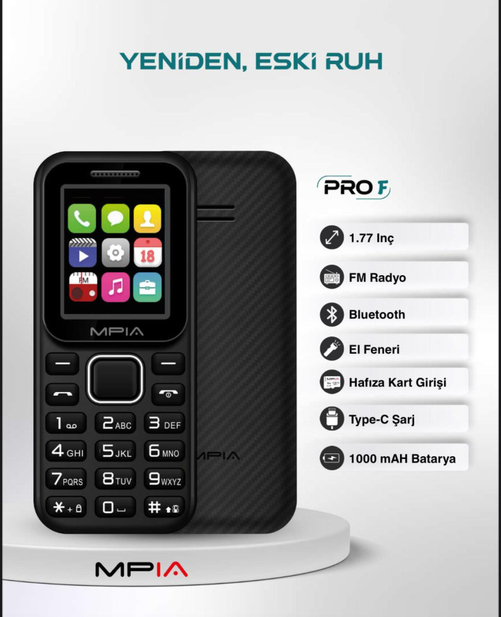 MPIA PRO F Tuşlu Telefon | FM Radyo, Bluetooth, Type-C Şarj